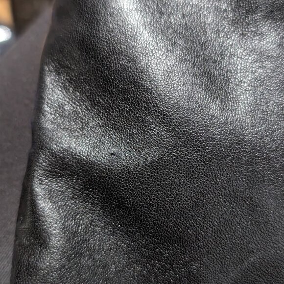 Vintage Holt Renfrew | Women's Pleated Leather Pants In Black - Picture 13 of 14